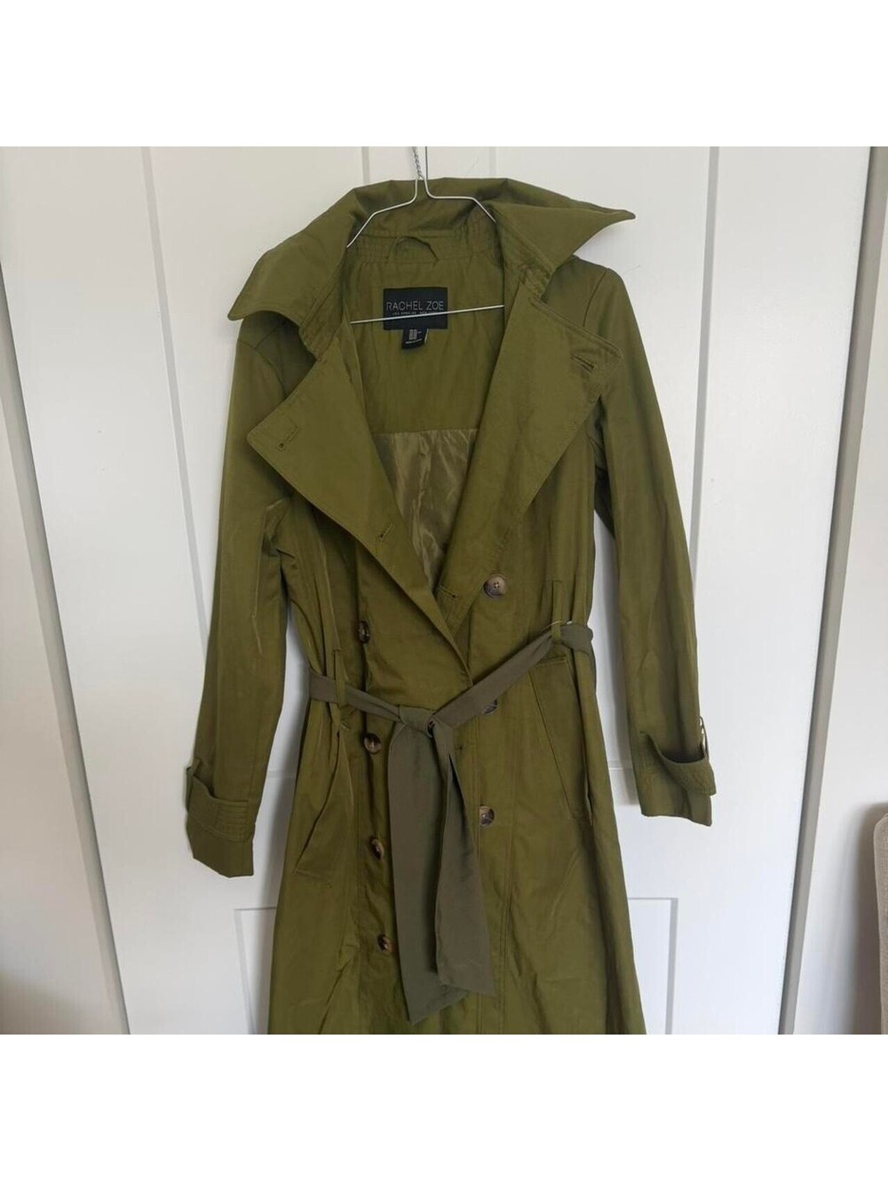 Rachel Zoe Olive Green Trench Coat with Belt XS